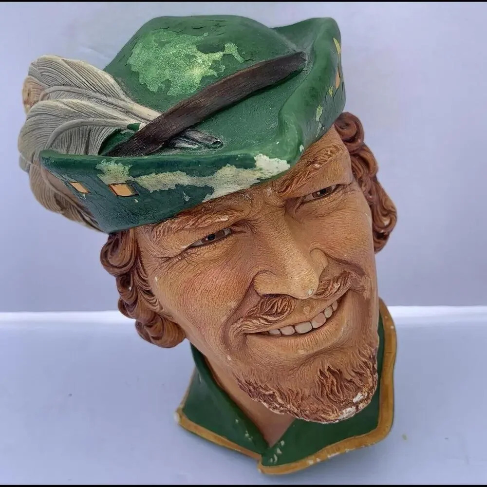 Legend Products Robinhood Chalkware Head Wall Plaque Made England Vintage 1985